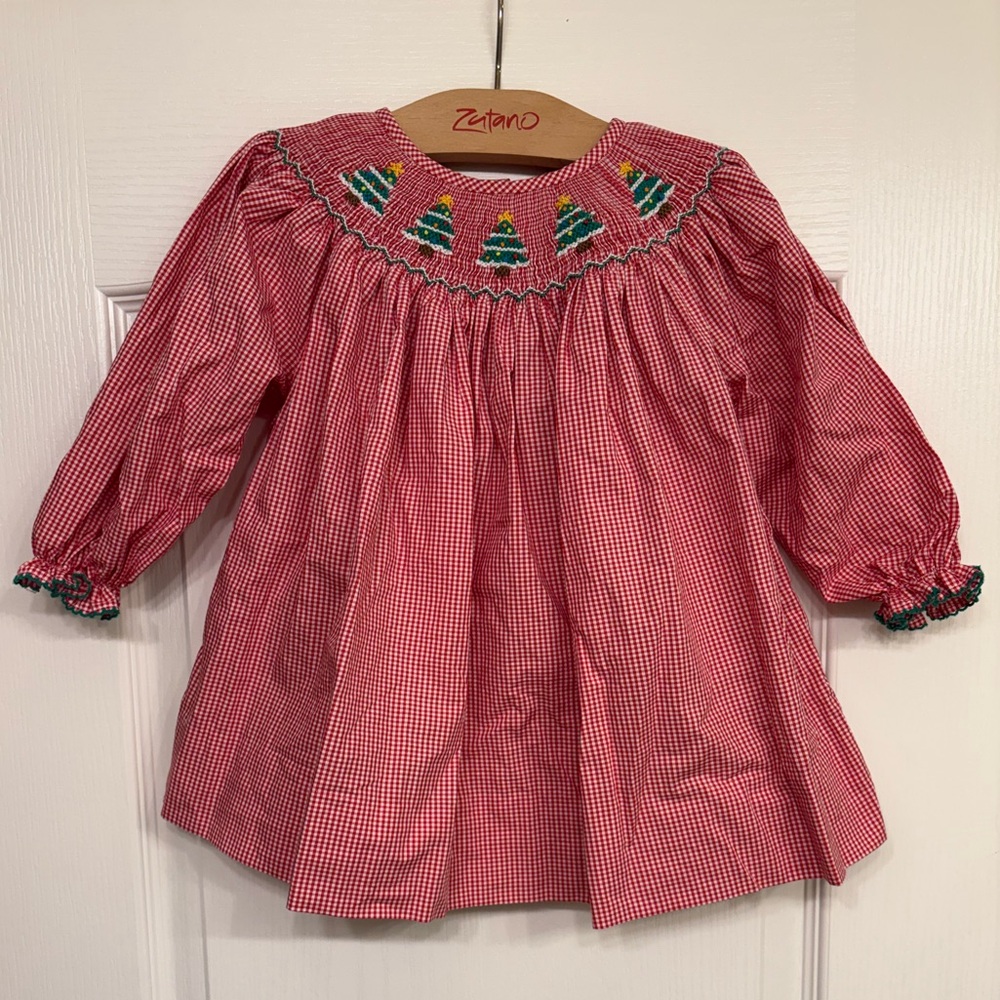 Smocked Poppy Kids Co. Christmas Tree Dress